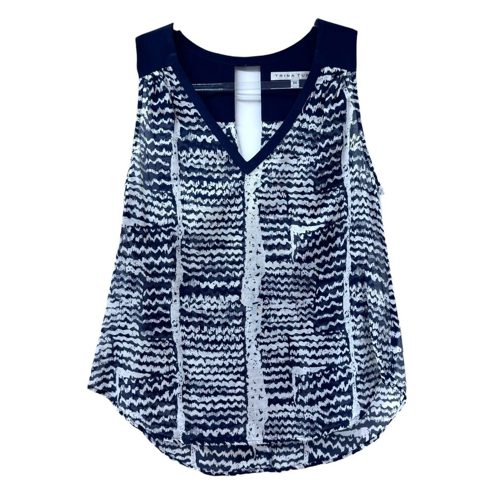 Trina Turk Sleeveless Blouse Womens Medium Silk Blend Resort Vacation Career
